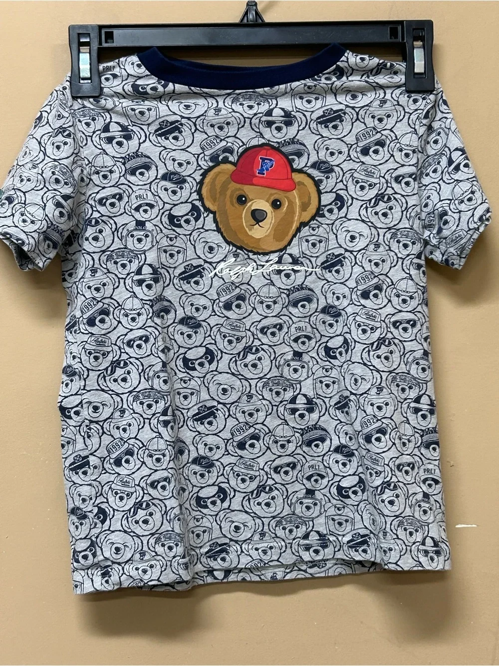 POLO RALPH LAUREN Boy's P-Wing Polo Bear All Over Bear Print T-Shirt Sz 5